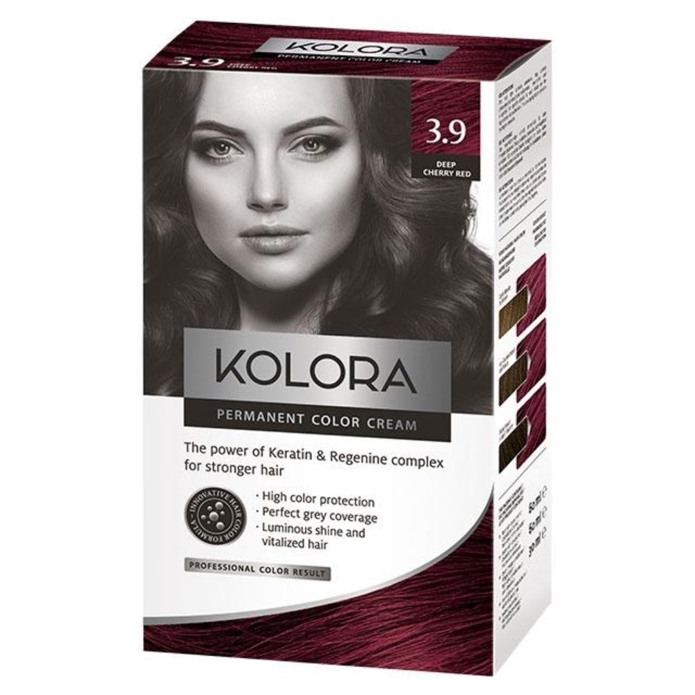 Permanent Hair Color, Kolora 3.9 Deep Cherry Red/ 2pack